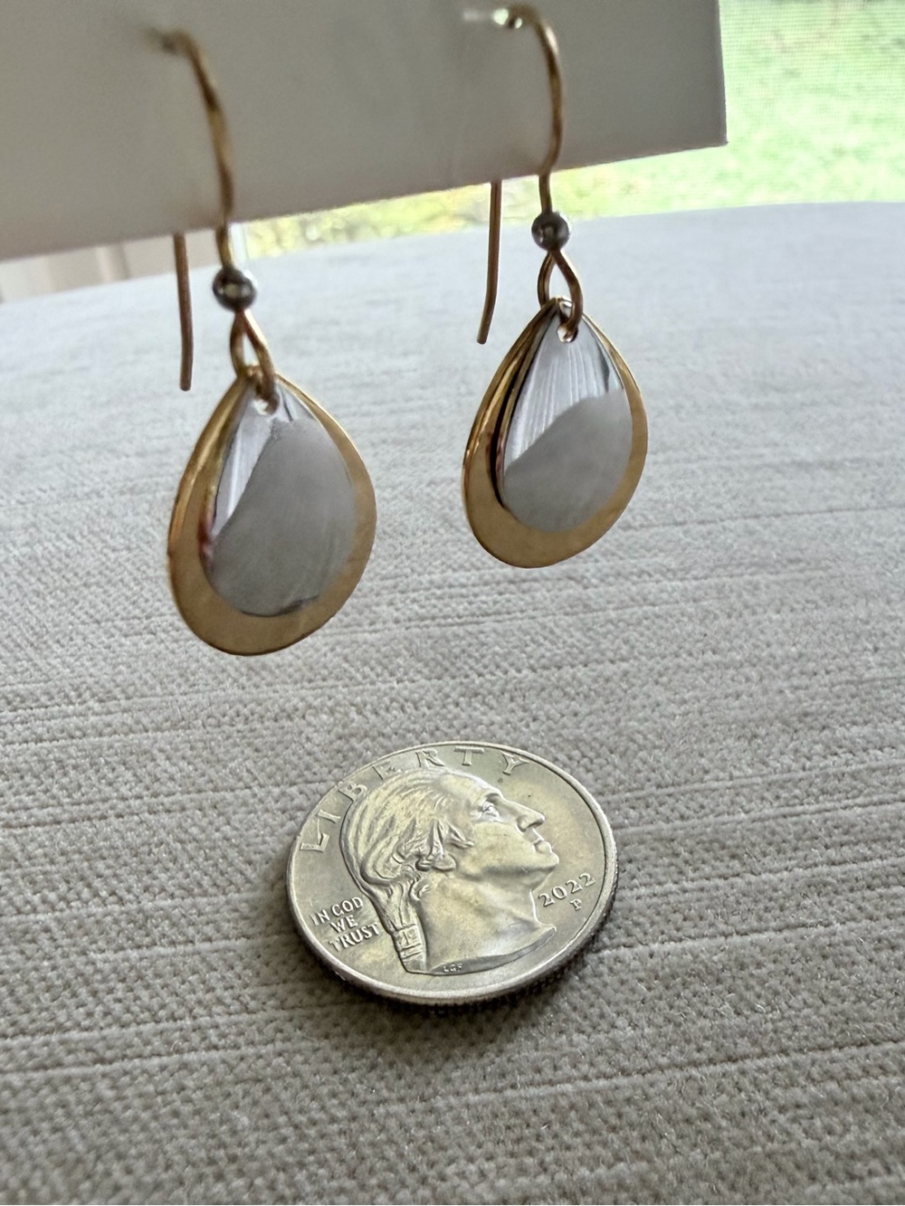 Two-Tone Teardrop Dangle Earrings - Gold and Silver
